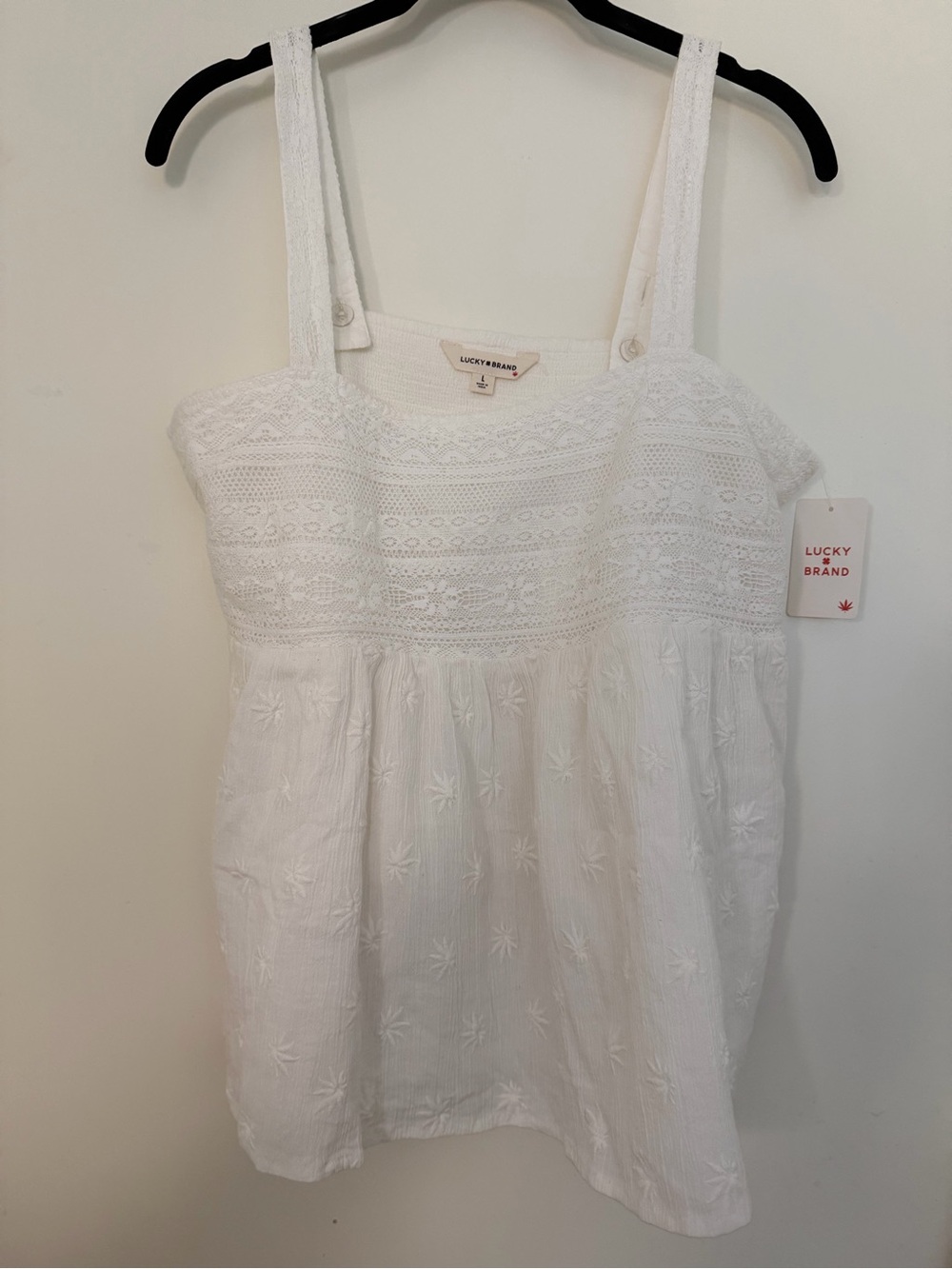 Lucky Brand White Lace-Detail Cotton Tank Dress - NEW with tags